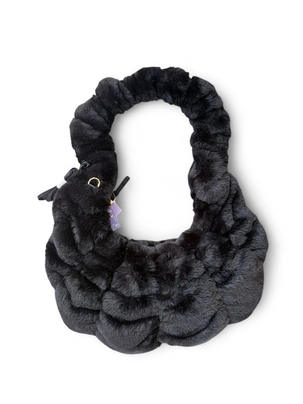 Plush Black Faux Fur Shoulder Bag - Soft Luxe Accessory